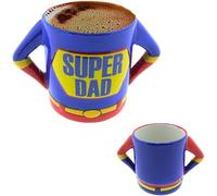 Avilia Tazza Super Dad 450ml in Ceramica - Regalo Festa del Papà, Tema Supereroe Rosso e Blu, Ideale per Tè e Caffè, Design Eroico con Braccia Manici