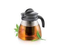 Avilia Teiera con Filtro Infusore per Tè e Caffè - Infusiera Adatta a Microonde, Gas e Piastre Elettriche, con Fondo Estraibile per Pulizia Facile, in Vetro Borosilicato Antracite, 1.5L