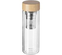 Avilia Teiera Portatile con Doppia Parete in Vetro - Teiera Che Trattiene Il Calore, in Vetro ABS e bambù, 10x60x50cm, 40cl