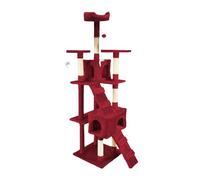 Avilia Tiragraffi Grande per Gatti Rosso in Legno Robusto 75x62x170cm - Struttura Multifunzionale con Cuccia e Giochi Ideale per il Divertimento e il Riposo dei tuoi Gatti - Facile da Montare