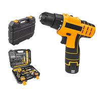 Avilia Trapano a Batteria 12V con 65 Utensili - Valigetta con Avvitatore e Caricabatterie, Ideale per Professionisti e Hobbisti