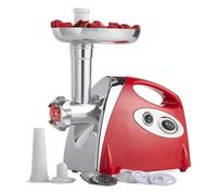 Avilia Tritacarne Passapomodoro Elettrico 1200W Multifunzione in Acciaio - Macinacarne con tre lame in acciaio e 3 dischi per una grana fine - media - grossa, in Omaggio KIT Insaccatrice