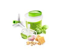 Avilia Utensile Multifunzionale Tritatutto Manuale con Frusta e Cestello - Lame in Acciaio Inox Ideale per Tritare Molti Alimenti e Preparare Anche Salse o Centrifughe - Facile da Usare e da Lavare