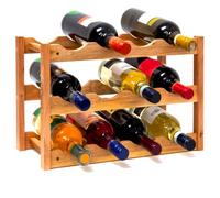 Avilia Portabottiglie Vino in Bambù con 3 Ripiani - Contiene fino a 12 Bottiglie - Design Compatto e Salvaspazio 42x21x28cm - Facile e Rapido da Montare - Ideale per Cucine o Cantine