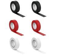 AVIMYA Isoband - Nastro isolante per elettricisti, 25 mm x 20 m, in PVC, impermeabile, autoadesivo, per progetti di cablaggio, riparazione e isolamento, 6 rotoli in 3 colori