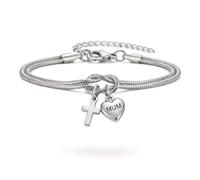 AVINVAN Braccialetto mamma con ciondolo a forma di cuore e croce, regalo da figlia o figlio per la festa della mamma, compleanno, giorno del Ringraziamento, Natale, Misura unica, Metallo, Zirconie