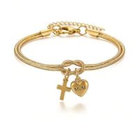 AVINVAN Braccialetto mamma con ciondolo a forma di cuore e croce, regalo da figlia o figlio per la festa della mamma, compleanno, giorno del Ringraziamento, Natale, Misura unica, Metallo, Zirconie