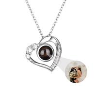 AVINVAN Collana con immagini interne personalizzate foto proiezione memoria gioielli serratura nome collana ciondolo donna regalo set uomo mamma figlia amico San Valentino, Argento sterling, Zirconia