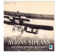 Avions biplans sur cartes postales anciennes (calendrier mural carré 2026 30 x 60 cm (ouvert)) Calendrier double avec une page pour vos prises de notes
