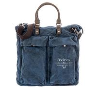 Avirex Borsa Unisex da Viaggio o da Lavoro con Tracolla, in Canvas e Pelle Bovina Anticata, in Stile Militare, Collezione 140506 CNV0A (Blue)