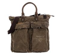 Avirex Borsa Unisex da Viaggio o da Lavoro con Tracolla, in Canvas e Pelle Bovina Anticata, in Stile Militare, Collezione 140506 CNV0A (Verde Kaki)