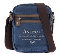 Avirex Borsello a Tracolla in Canvas e Pelle Bovina Anticata, Borsa a Tracolla Uomo in Stile Militare, Collezione 140506 CNV0I, Blue Navy