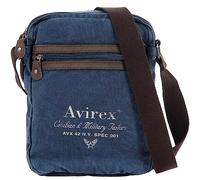 Avirex Borsello a Tracolla in Canvas e Pelle Bovina Anticata, Borsa a Tracolla Uomo in Stile Militare, Collezione 140506 CNV0H, Blue Navy