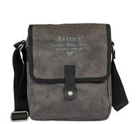 Avirex, Borsello Medio con Patta Frontale, con Tracolla Regolabile, in Canvas Spalmato con Parti in Ecopelle, Tracolla da Uomo, Collezione Pasadena, PSD01 (Dark Grey)