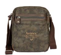 Avirex, Borsello Medio con Tracolla Regolabile in Canvas Spalmato con Parti in Ecopelle, Tracolla da Uomo, Collezione Pasadena, PSD03 (Dark Green)