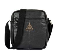 Avirex Borsello Uomo a Tracolla in Pelle lavata, Borsa a Tracolla regolabile, in stile Vintage, Collezione MayDay MDY02, Nero