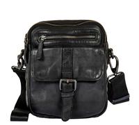 AVIREX, Collezione Bell, Borsello a Tracolla in Pelle da Uomo - Stile Vintage, Doppio Scomparto con Zip, Vera Pelle Tamponata a Mano - Tracolla Regolabile e Removibile (Vintage Black)