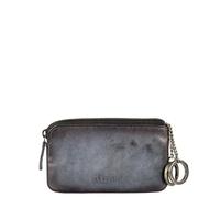 AVIREX, Collezione Bell, Portachiavi da Uomo in Pelle - Stile Vintage, Vera Pelle Tamponata a Mano, Doppio Anello Interno, Tasche con Zip, Design Compatto (Vintage Black)