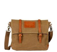 Avirex, Messenger Camp, in Tela Cerata con Pelle, Impermeabile. Stile Vintage. Borsa con Tracolla Regolabile. Tasca Imbottita per Tablet. Colore Beige Desert (Beige Desert)