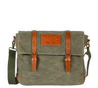 AVIREX, Messenger Camp, in Tela Cerata con Pelle, Impermeabile. Stile Vintage. Borsa con Tracolla Regolabile. Tasca Imbottita per Tablet. Colore Beige Desert (Green Kaki)