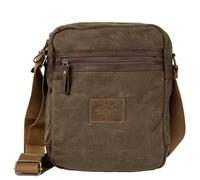 Avirex Wild Borsa a Tracolla Uomo in Canvas Spalmato Idrorepellente con Dettagli in Ecopelle, 2 Scomparti con Zip, Crossbody Bag Media 26x21x7 cm, WLD03 (Military Green)