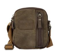 Avirex Wild Borsa Piccola a Tracolla Uomo in Canvas Spalmato Idrorepellente con Dettagli in Ecopelle, Crossbody Bag Small con Zip, 19x15x6 cm, WLD05 (Military Green)