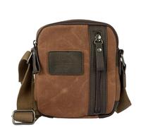 Avirex Wild Borsa Piccola a Tracolla Uomo in Canvas Spalmato Idrorepellente con Dettagli in Ecopelle, Crossbody Bag Small con Zip, 19x15x6 cm, WLD05 (Dark Beige)