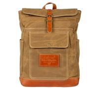 AVIREX, Zaino Camp, in Tela Cerata con Pelle, Impermeabile. Stile vintage. Per lavoro e per outdoor. Porta pc 15" 6. Stile Vintage. Disponibile in Beige Desert e Verde Kaki (Beige Desert)