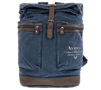 Avirex Zaino Uomo con Spallacci Regolabili, Sacca in Canvas e Pelle Bovina Anticata, con Ampie Tasche Frontali, in Stile Militare, Collezione 140506 CNV0B (Blue)