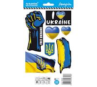 Avisa Pegatina AutoTattoo I Love Ukraine/Ucrania Collezione - 12,5x17,1cm