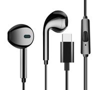 Avizar Auricolari USB-C microfono kit mani libere cavo silicone 1 metro e 20, Nero