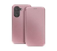 AVIZAR Carbon Portafoglio CUSTODIA A LIBRO per Xiaomi Poco X7 Pro, Rosa champagne