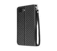 AVIZAR CARBON-WALLET CUSTODIA A LIBRO per Apple iPhone 16e, Nero