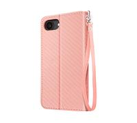 AVIZAR CARBON-WALLET CUSTODIA A LIBRO per Apple iPhone 16e, Rosa chiaro