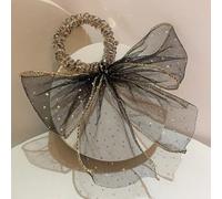 Avizar, Cavolo Chic per Capelli in Perle e Nodo Imperiale Raffinato Nero, Nero