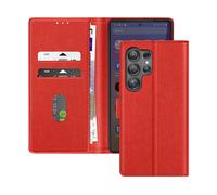 Avizar Cover a libro per Galaxy S25 Ultra – Aletta multifunzione e supporto video, Rosso