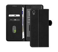 AVIZAR CHESTERFIELD CUSTODIA A LIBRO per Sony Xperia XA, Nero