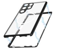 Avizar Cover 360 MagSafe per Galaxy S24 Ultra retro rigido vetro temperato, Nero