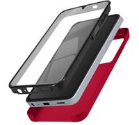 Avizar Cover 360 per Samsung A25 retro rigido e fronte touchscreen, Rosso
