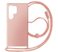Avizar, Cover con cordino semirigida per Galaxy S24 Ultra, Rose clair
