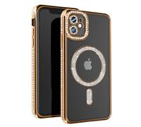 Avizar, Cover diamantini per iPhone 11 protezione bordo strass, Dorato