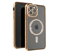 Avizar, Cover diamantini per iPhone 12 Pro Max bordo strass, Dorato