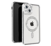 Avizar Cover diamantini per iPhone 13 protezione MagSafe bordo strass Argento