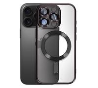 Avizar Cover MagSafe per iPhone 16 Pro Max in silicone con bordo cromato, Nero