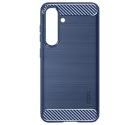 Avizar Cover per Galaxy S24 / S25 morbida effetto carbonio e spazzolato Blu scuro