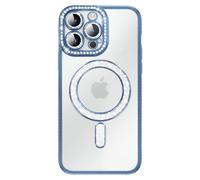 Avizar, Cover per iPhone 14 Pro Max Compatibile con Bordo Strass, Blu