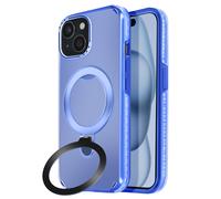 Avizar, Cover per iPhone 15 Antiurto - Anello supporto pieghevole, Blu