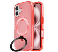 Avizar, Cover per iPhone 16 Antiurto - Anello supporto pieghevole, Rosso