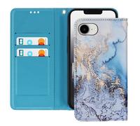 Avizar Cover per iPhone 16e con Motivo Marmo Oceano Porta Carte, Blu