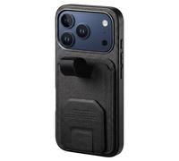 Avizar, Cover per iPhone 17 Pro Effetto Tessuto con Supporto e Porta Carte, Nero